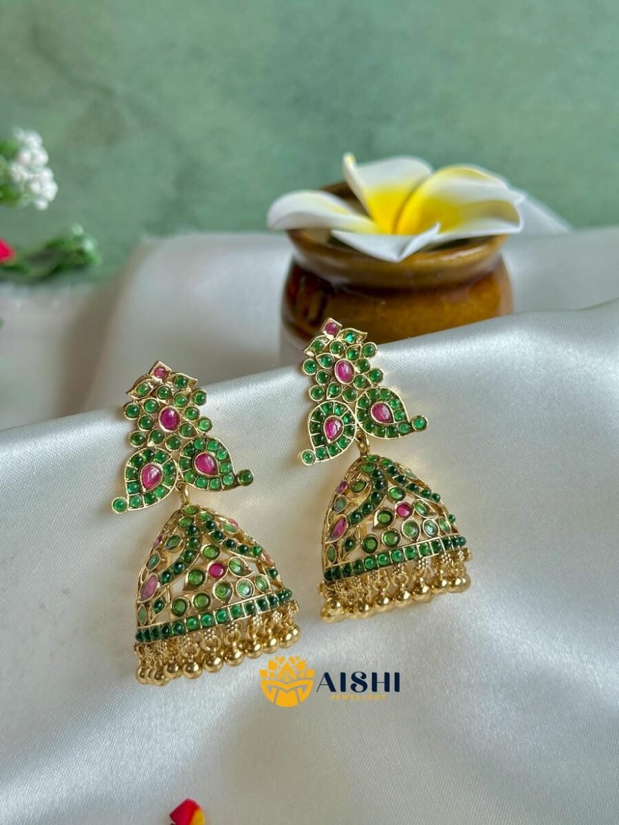 Vintage Inspiration Kemp Jhumka(Green)-E389