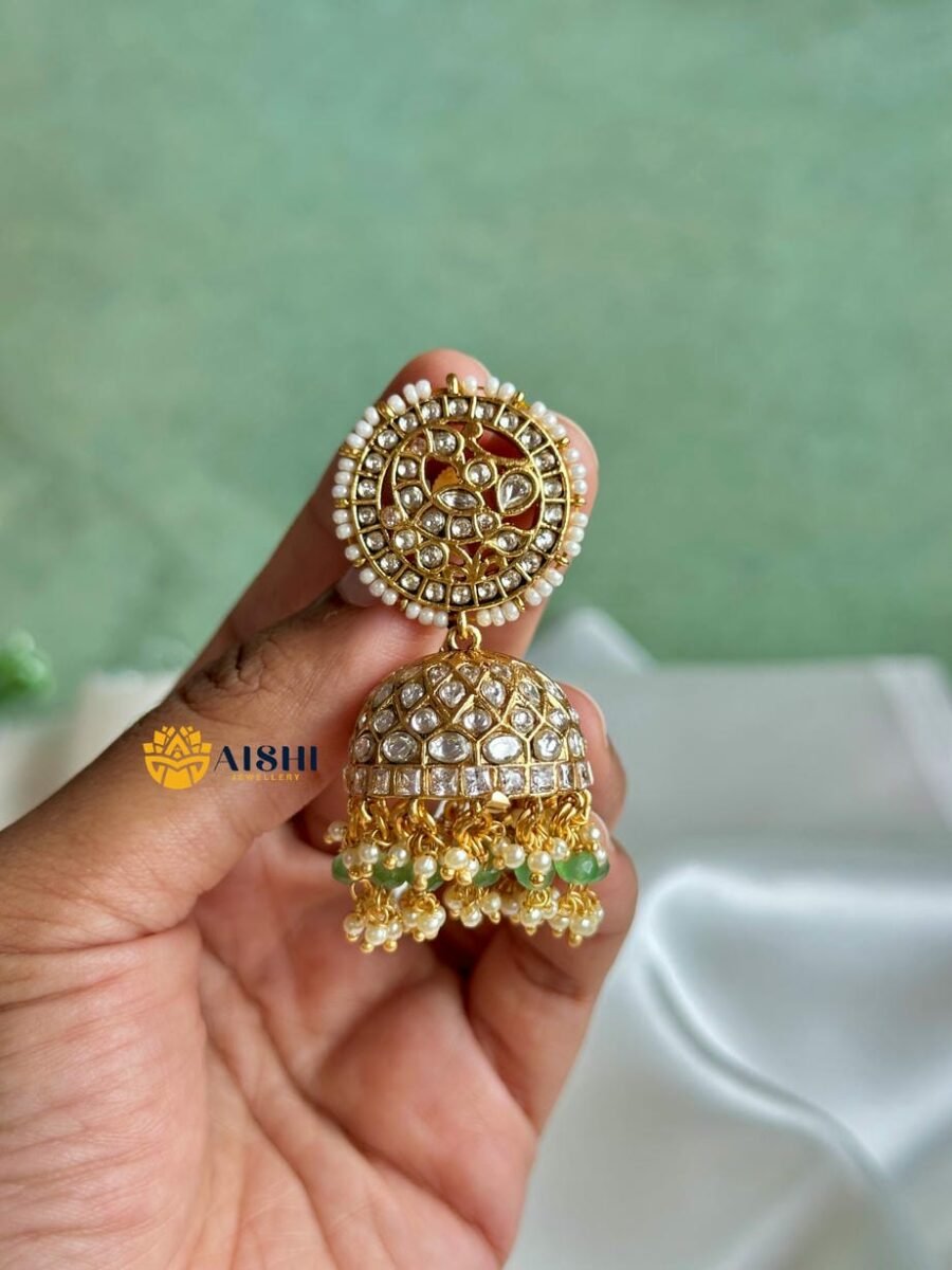 Silver Replica Kundan Jhumka-E395