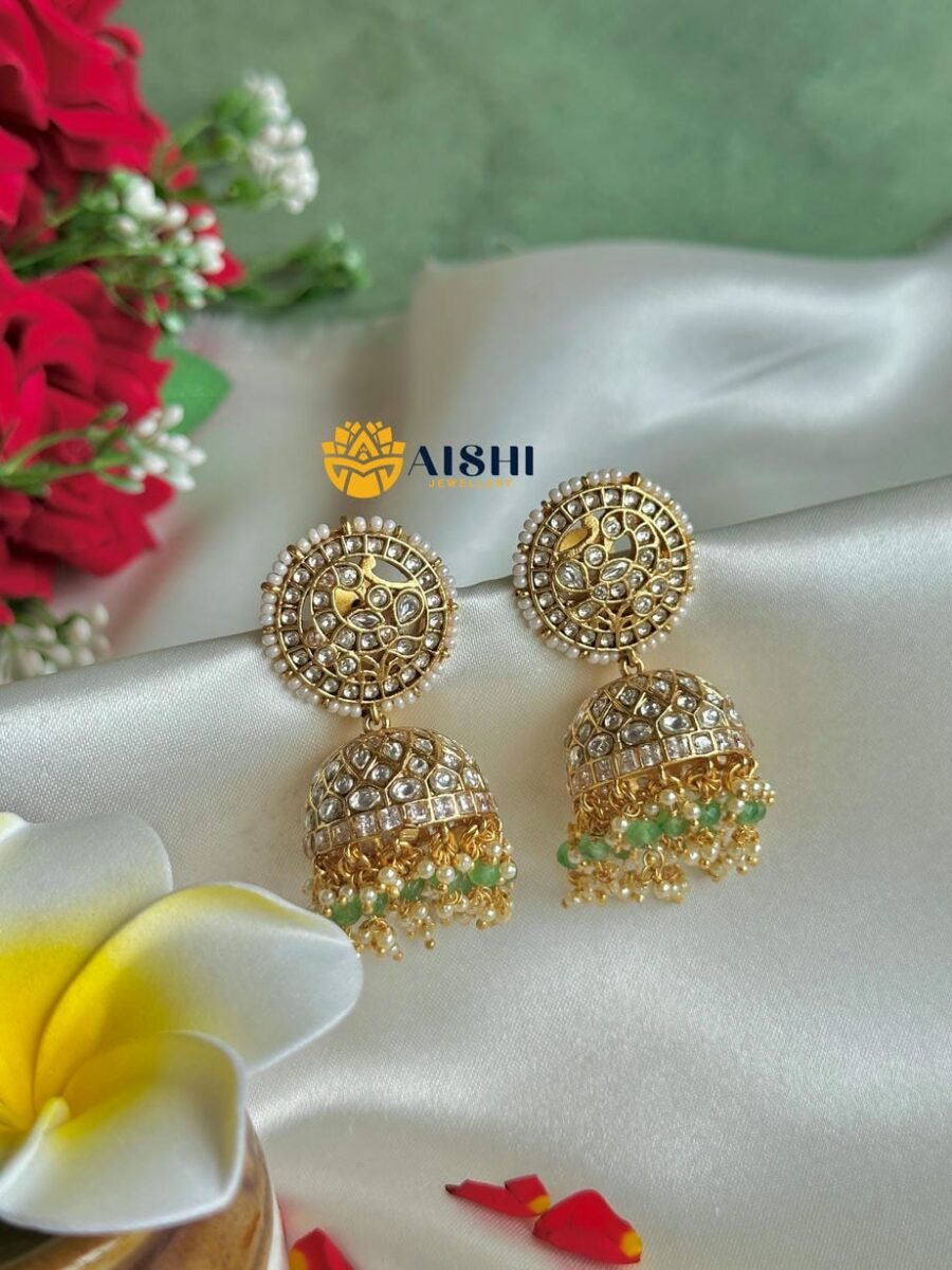 Silver Replica Kundan Jhumka-E395