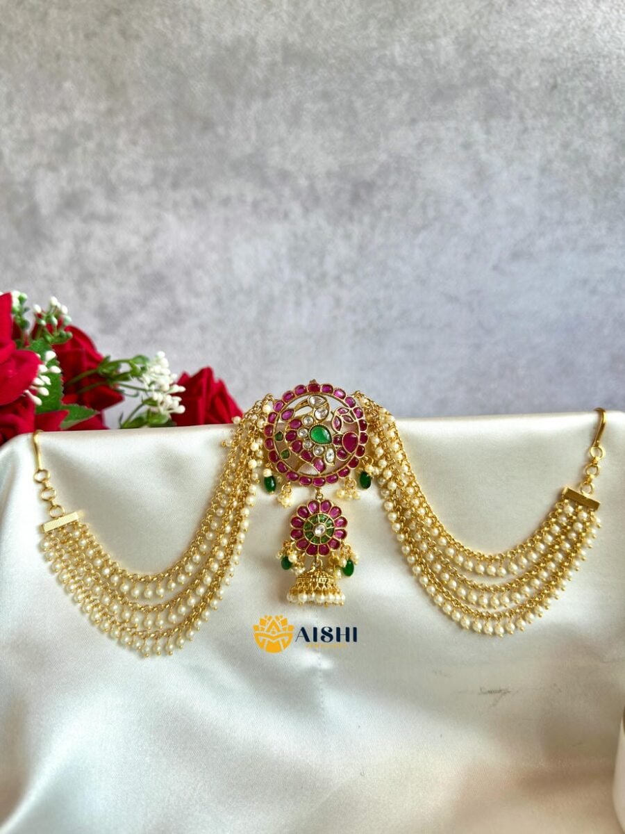 Peacock Antique Moti Hair Choti with Kemp & AD – HA97