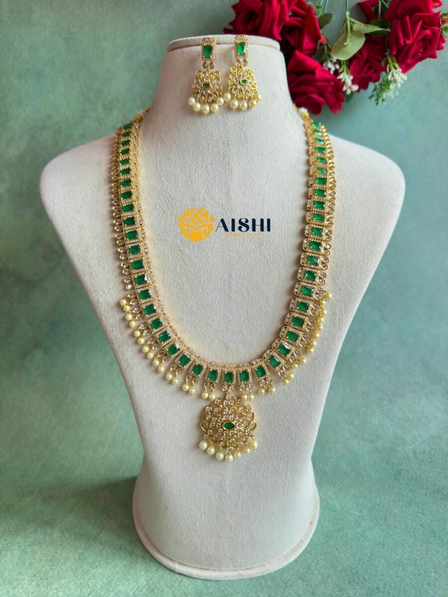 American Diamond Emerald Haram -LH389