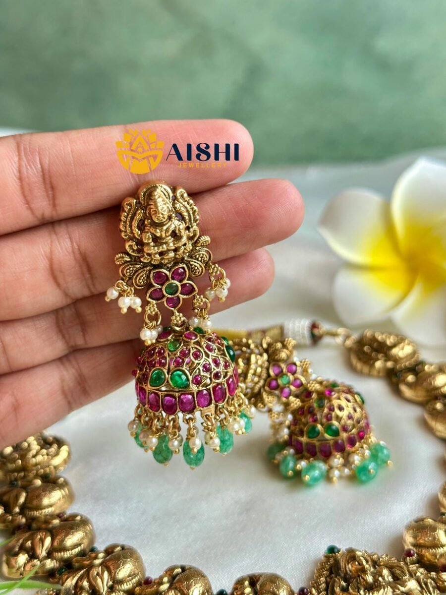 Nakshi Antique Neckpiece with light green beads-N709