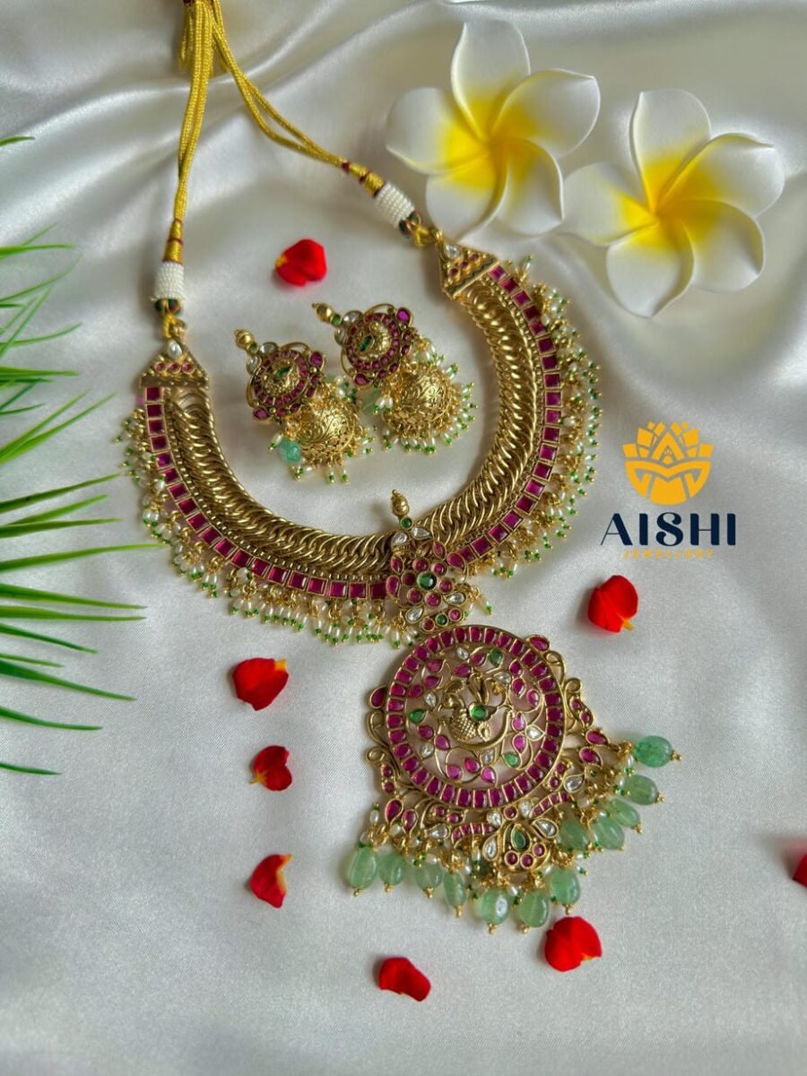 Royal Antique Neckpiece with Green beads-N714