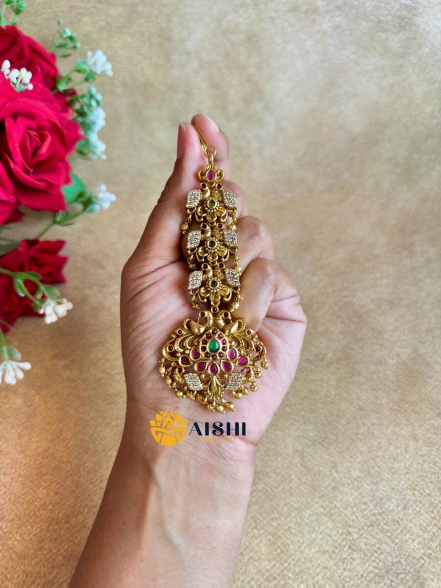 Stone studded bridal tikka – T306