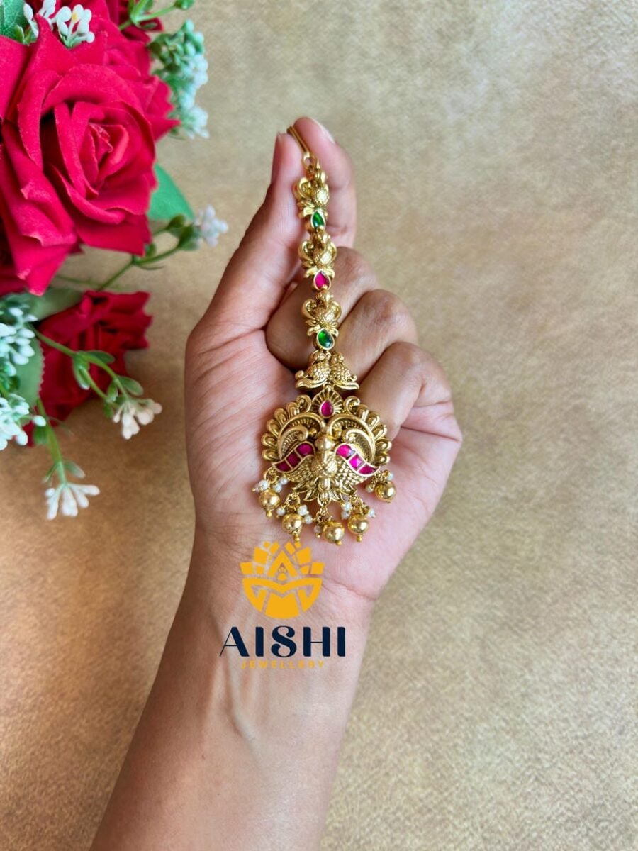 Ruby green bridal tikka – T312