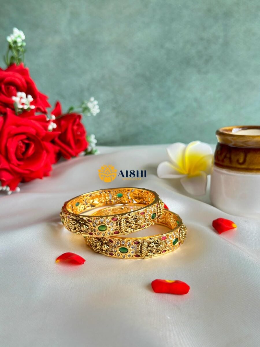 Nakshi Floral Antique Bangle(Pair)-B201