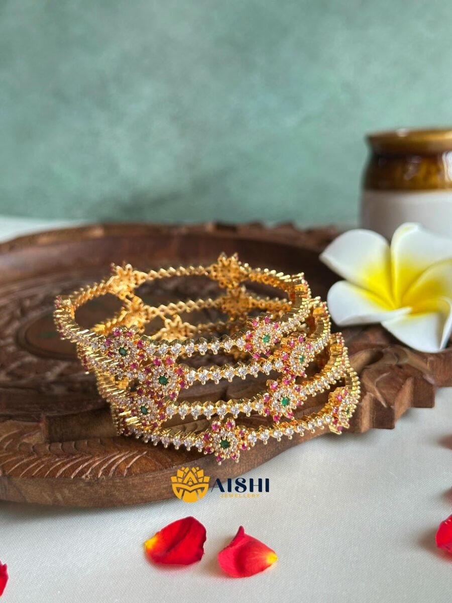 Diamond Finish Bangle(Set Of 4)-B202