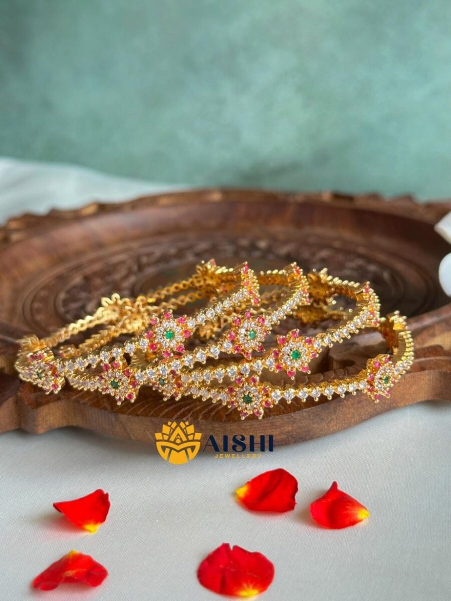 Diamond Finish Bangle(Set Of 4)-B202