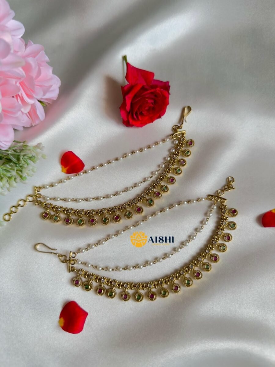 Antique 3 Layer floral design Earchain -EC143