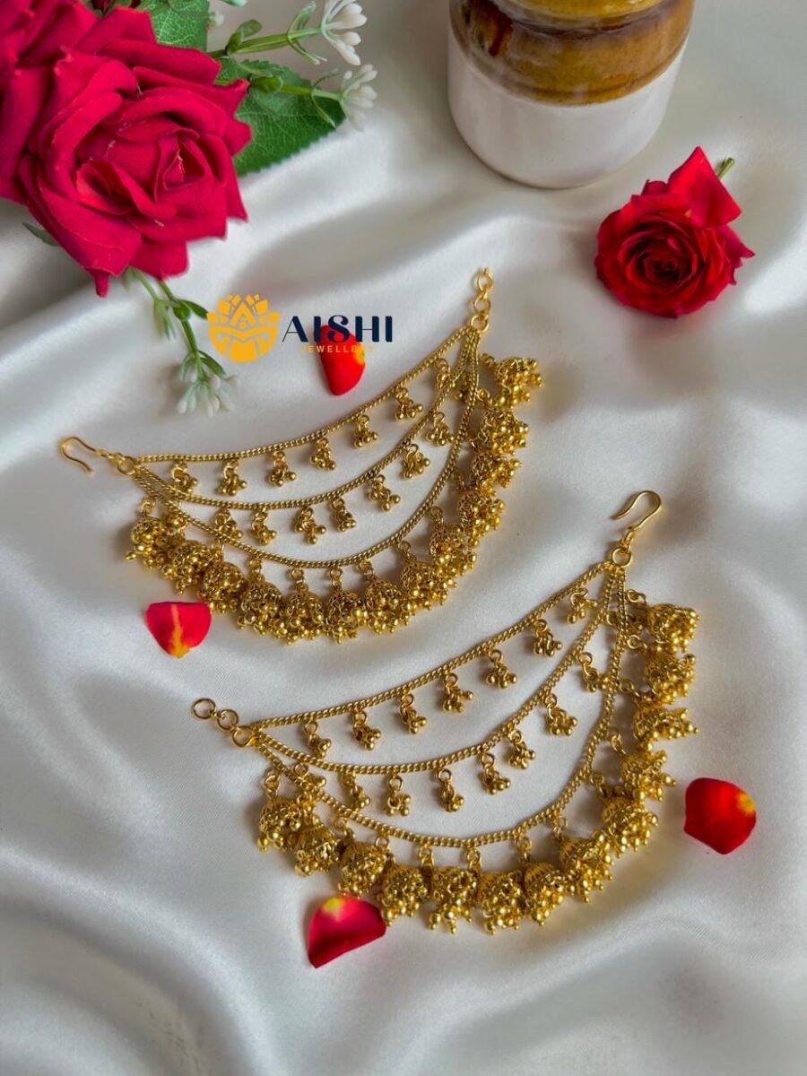 Gold Jhumka Design Earchain- EC145