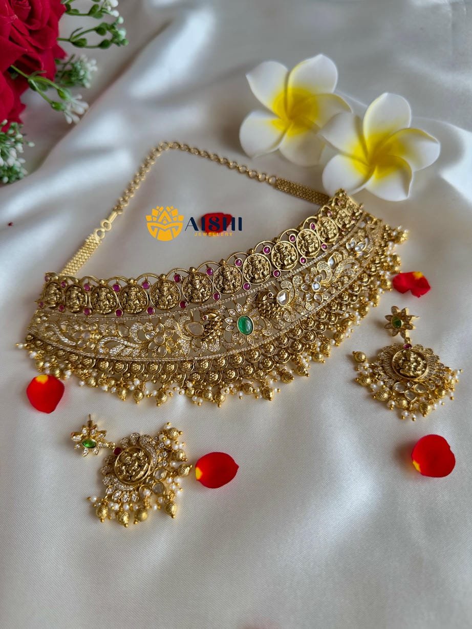 Antique Lakshmi Floral Choker-HN182