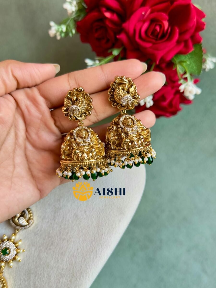 Elegant Lakshmi Floral Green Beads Haram-LH397