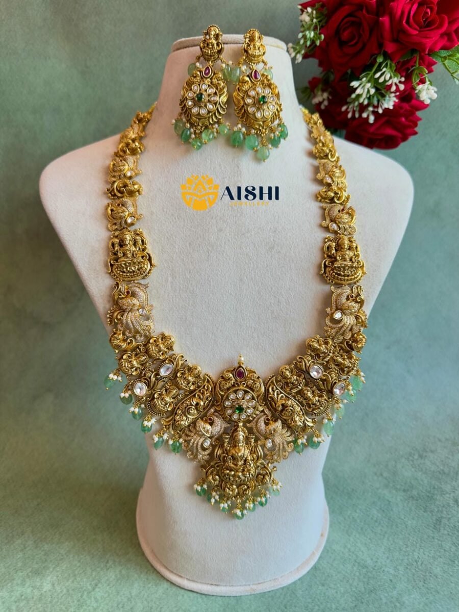 Nakshi Peacock with Mint Beads Haram-LH409