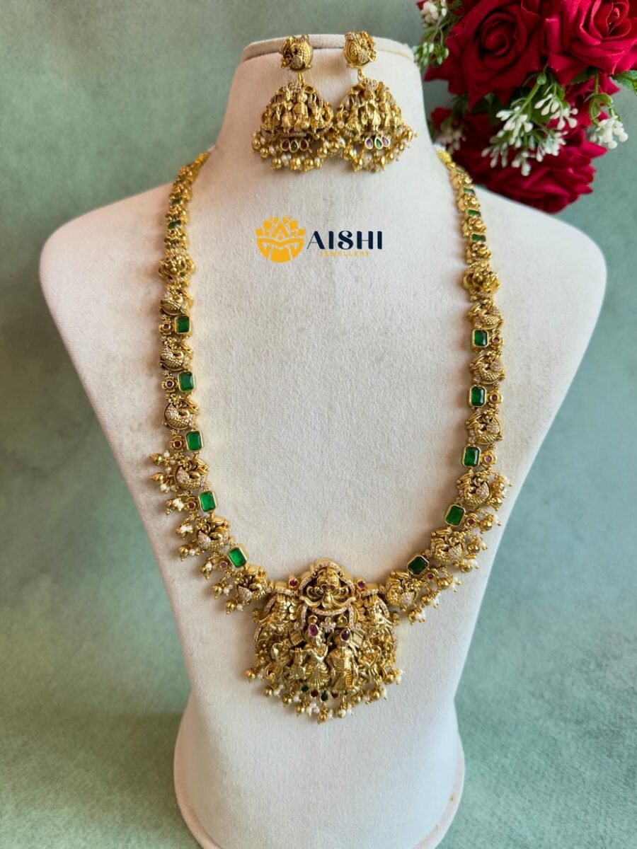 Antique Radhakrishnan Peacock Design Haram-LH414