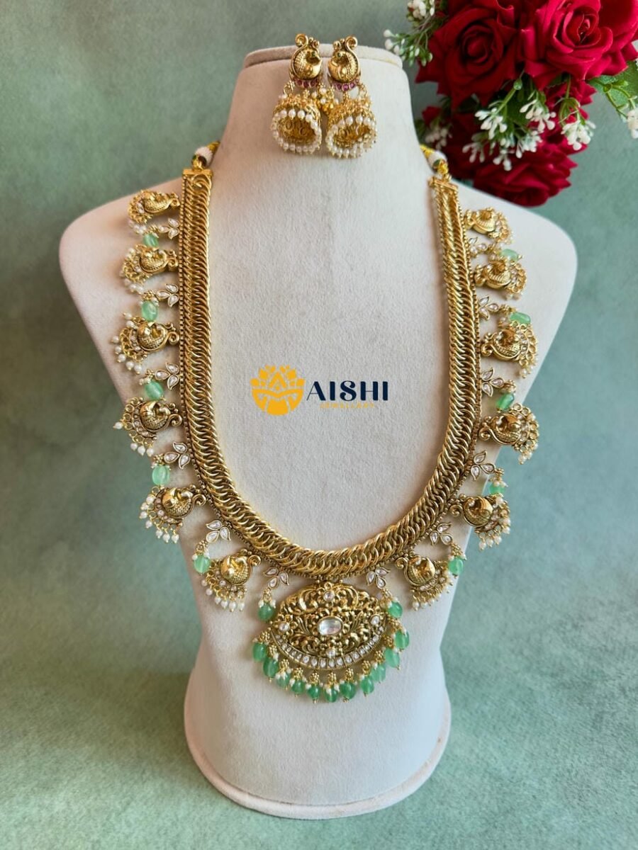 Vintage Kemp Stone Haram With Mint Beads-LH415