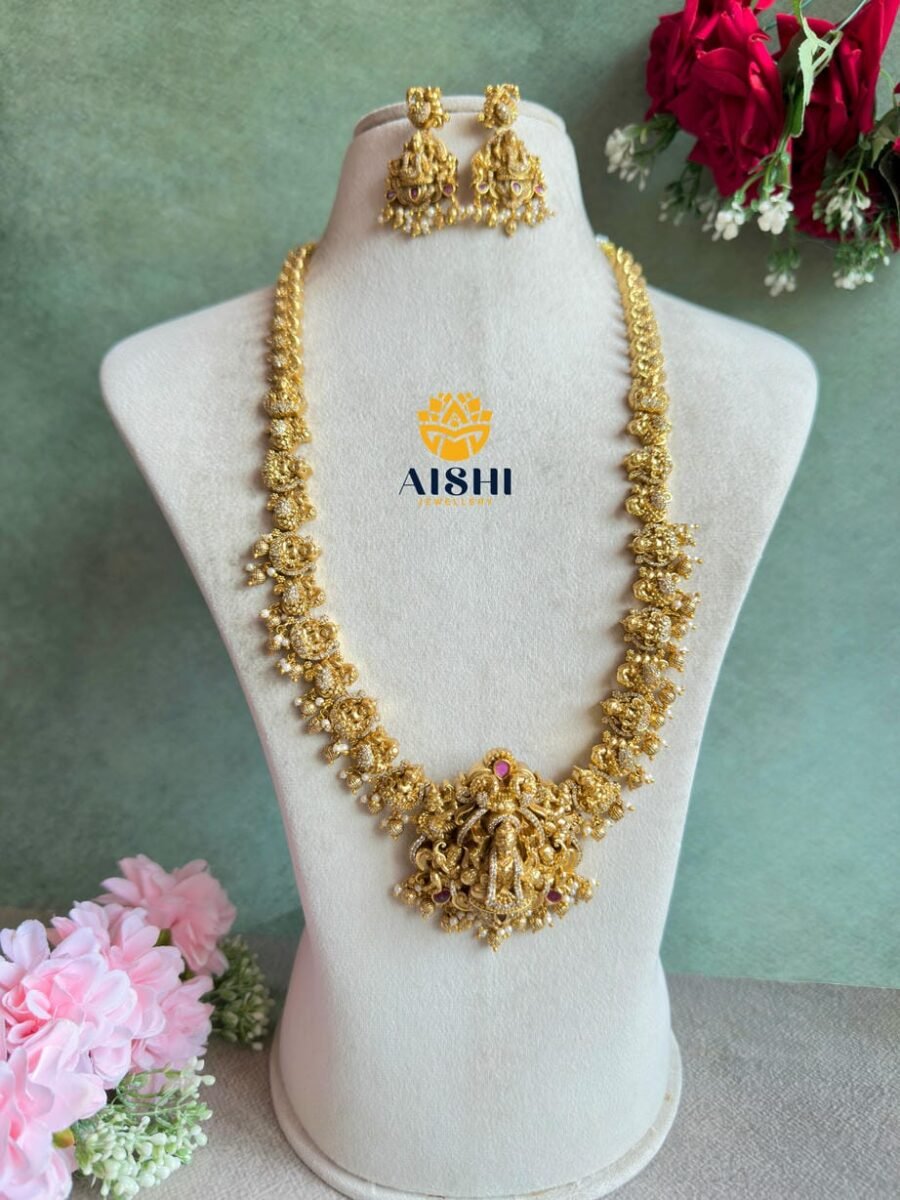 Antique Nakshi Peacock Gold Beads Haram -LH420