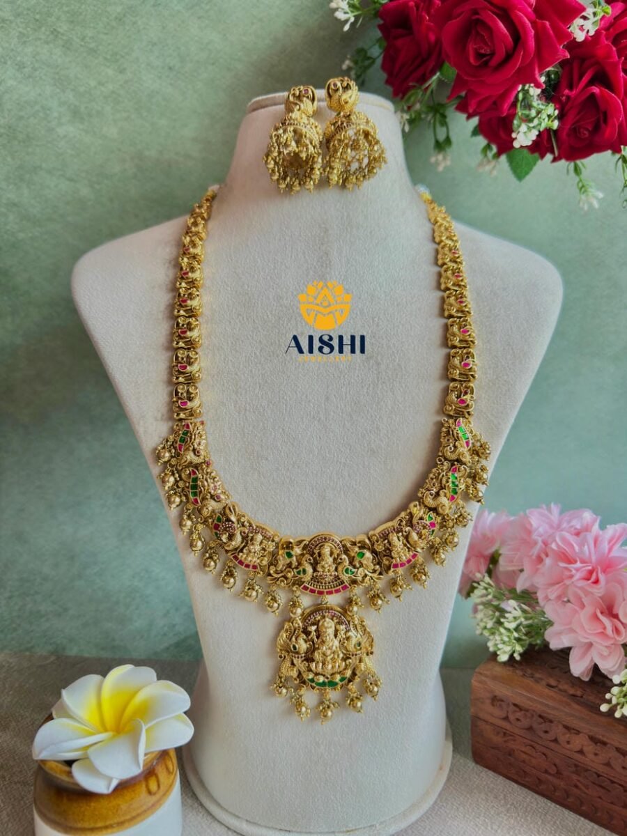 Antique Jadu Lakshmi Mayura Haram(Gold)-LH429