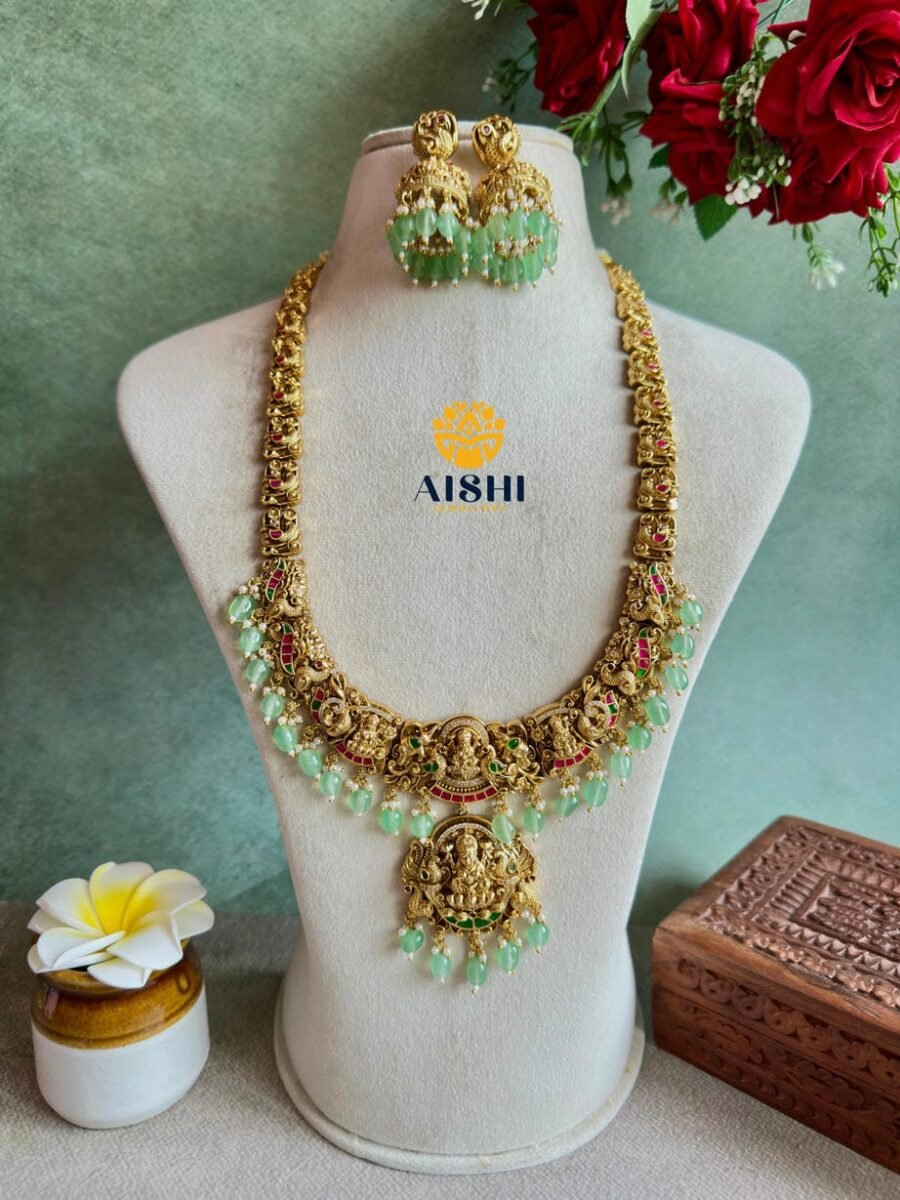 Antique Jadu Lakshmi Mayura Haram(Mint)-LH430