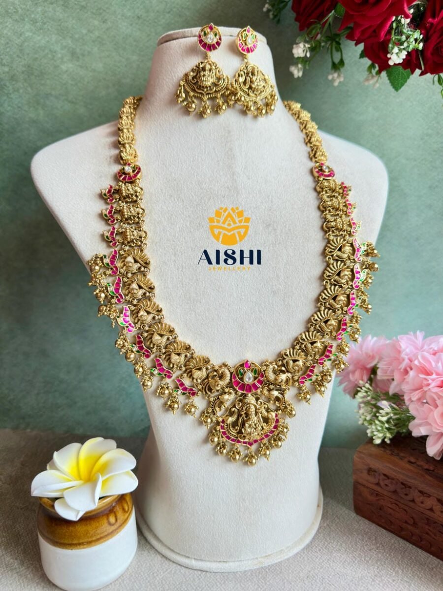 Antique Jadu Peacock Nakshi Haram(Gold)LH438