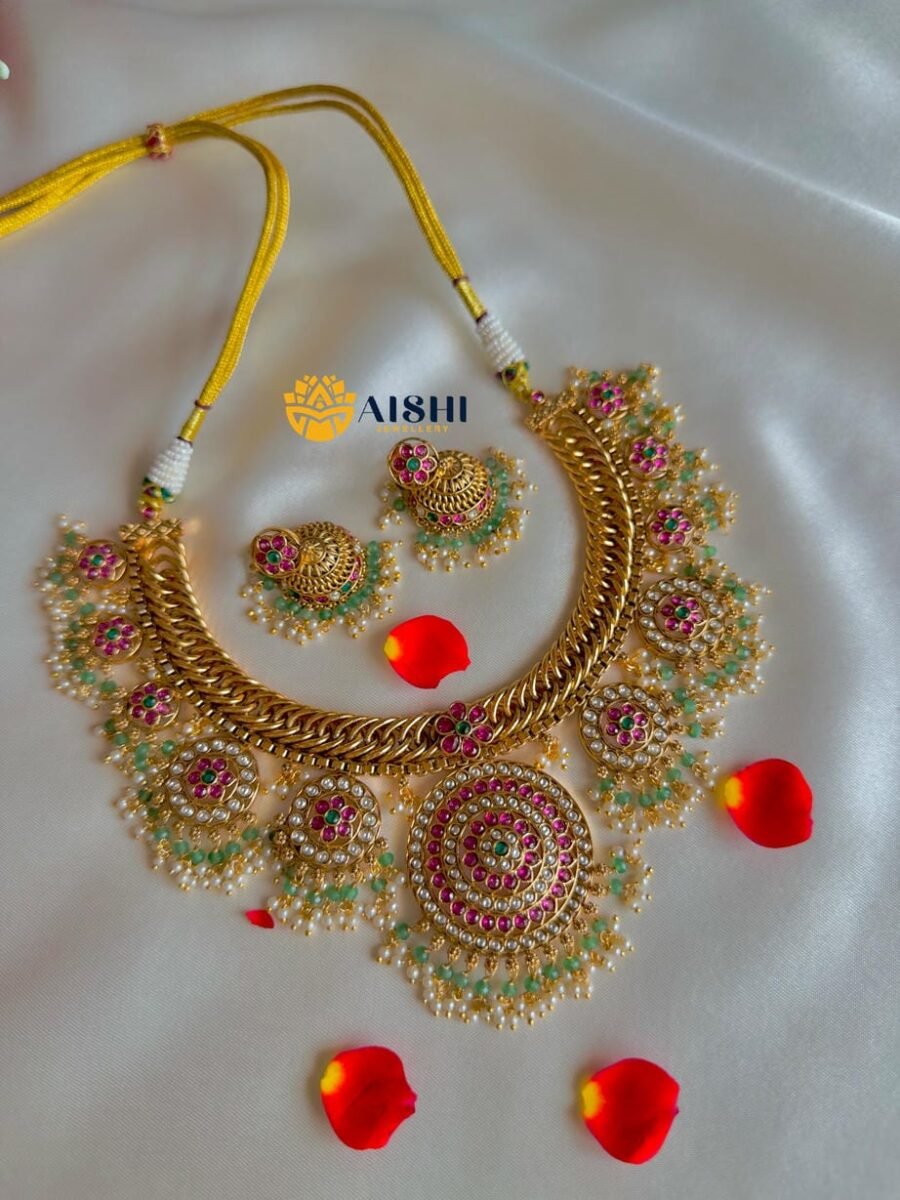 Traditional Coin Necklace With Kemp Stones-N755