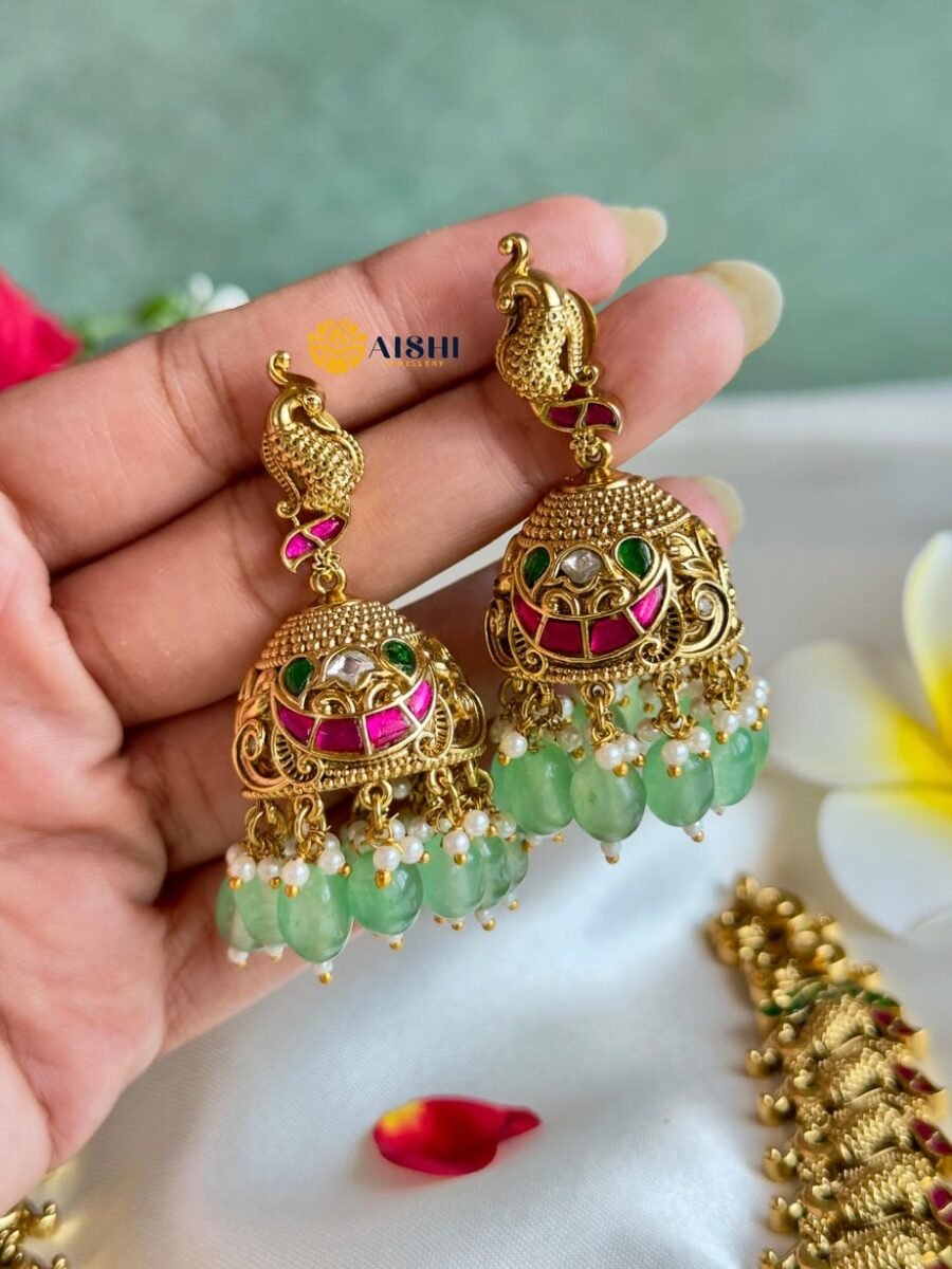 Peacock Kemp Mint Beads Necklace-N768