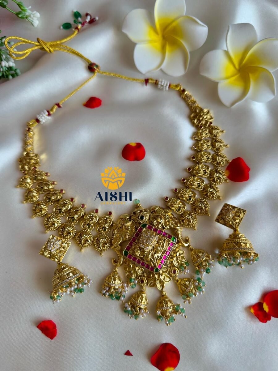 Antique Floral Jadu Neckpiece-N787
