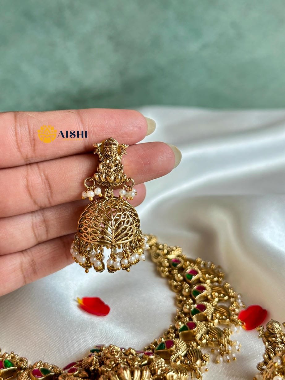 Antique Jadu Nakshi Peacock Necklace(Gold)-N790 - Image 2