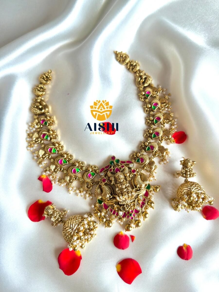 Antique Jadu Nakshi Peacock Necklace(Gold)-N790