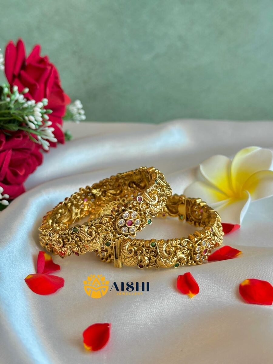 Floral Peacock Bangle (Pair)-B207