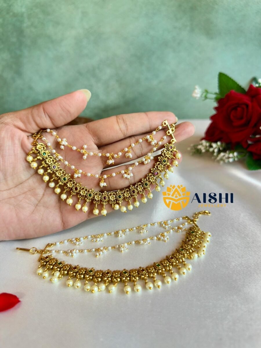 Antique Multi Floral 3 Layer Earchain-EC153