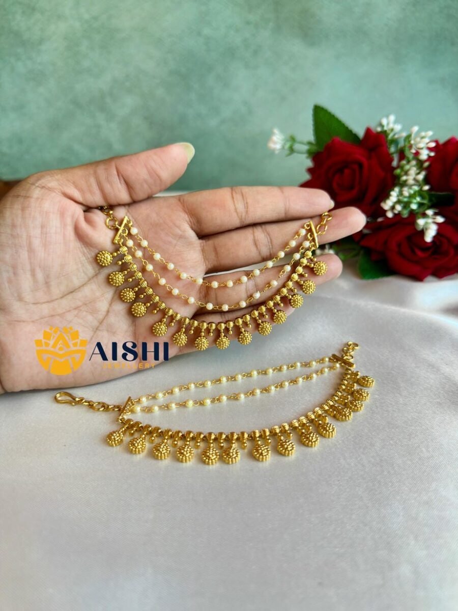 Floral Gold 3 Layer Earchain- EC155