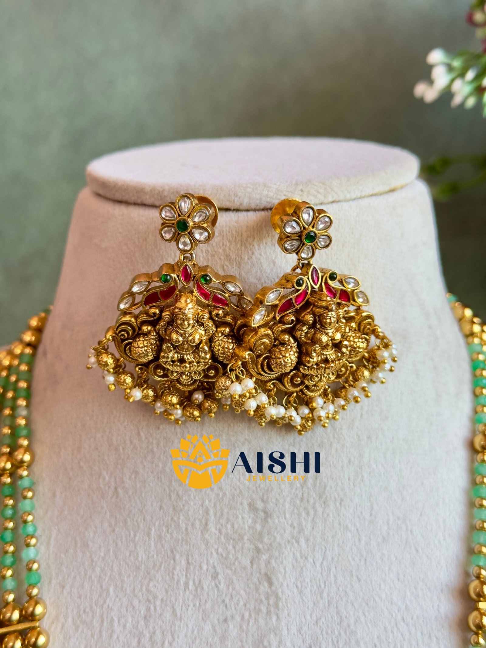 Mint Nakshi Blessings Mala Set-MA85 - Image 2