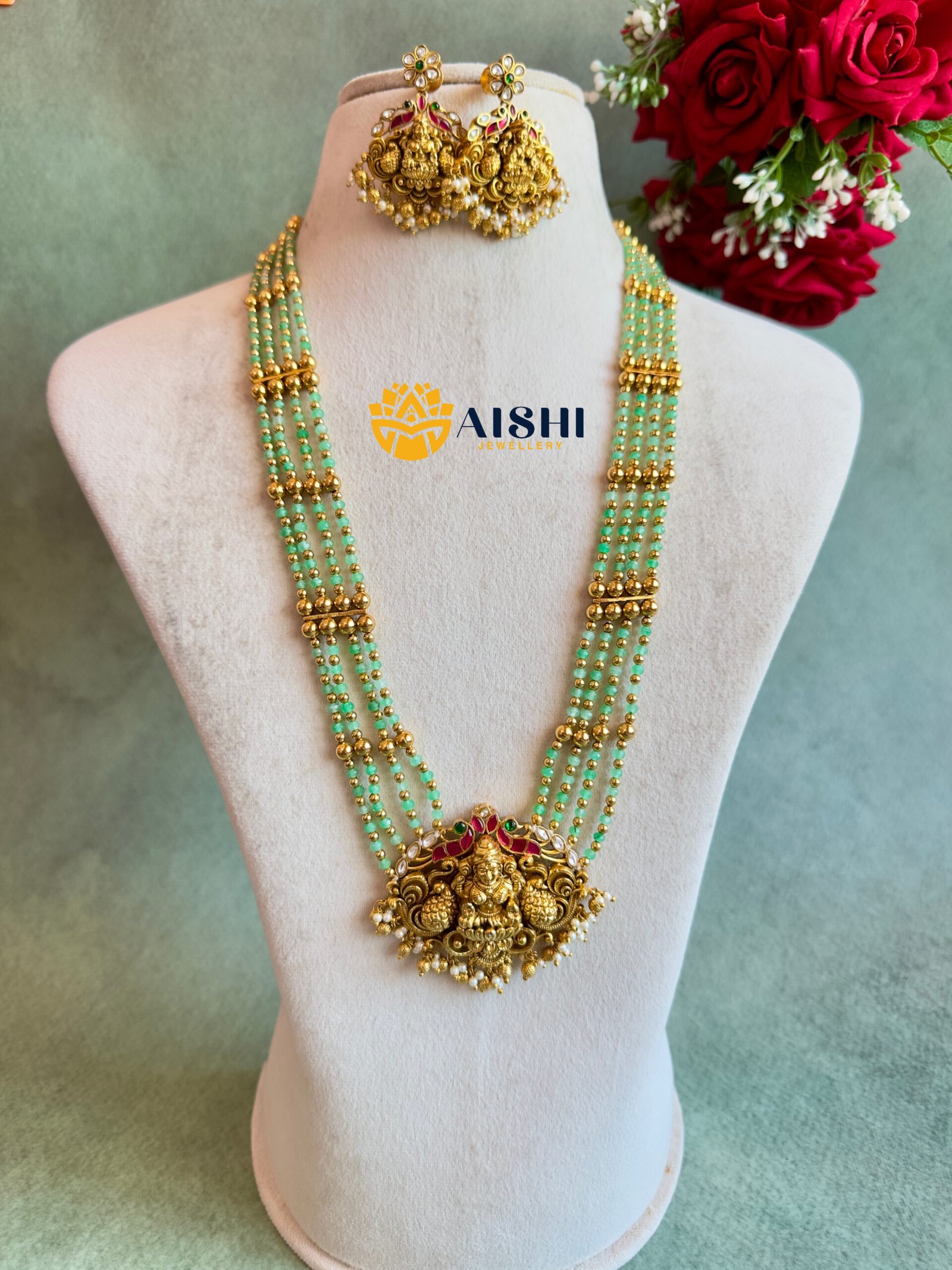 Mint Nakshi Blessings Mala Set-MA85