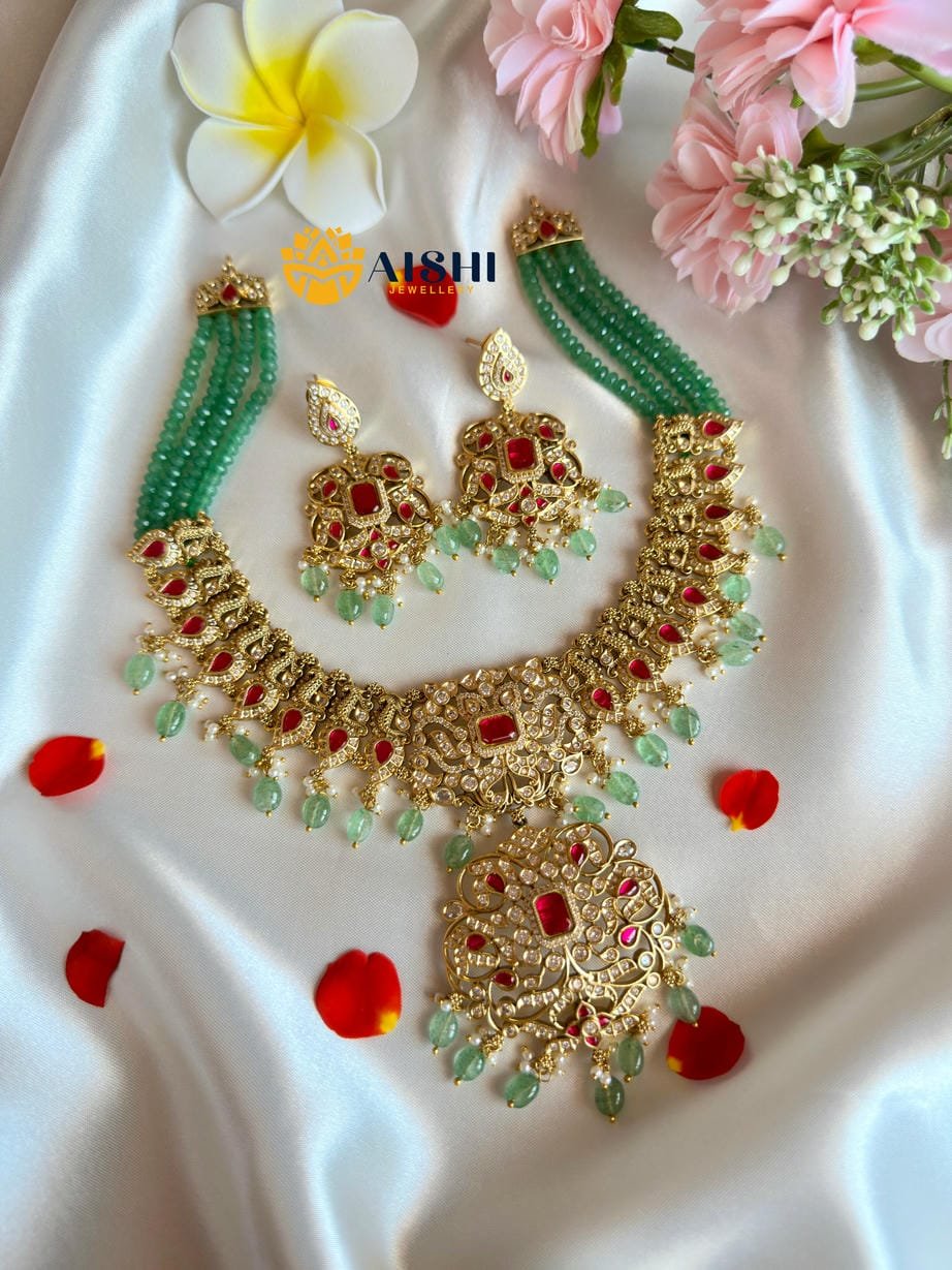 Sparkling Elegance Pearl Necklace(Mint)-N792