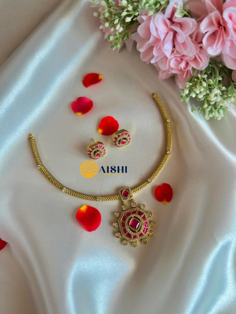 Elegant Floral Ruby Neckpiece-N796