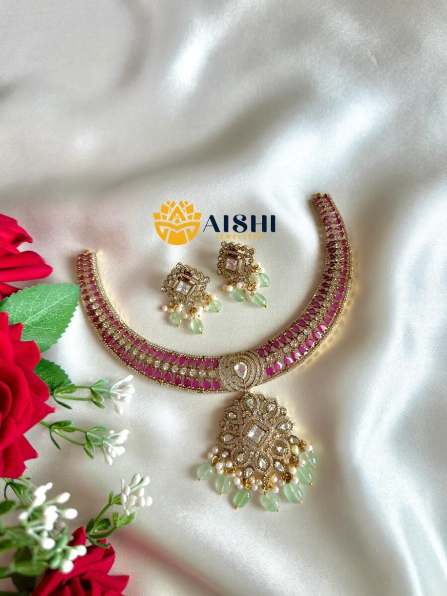 Elegance AD Sparkling Ruby Necklace-AN364