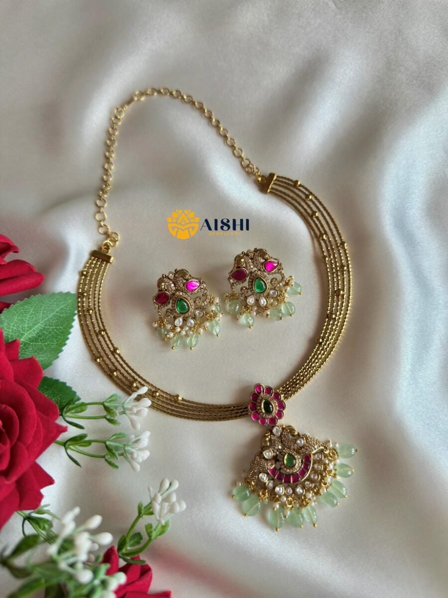 Floral AD Peacock Neckpiece-AN365