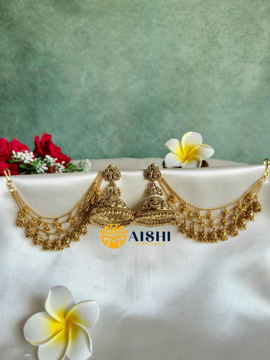 Temple Jhumka With Earchain-BS107