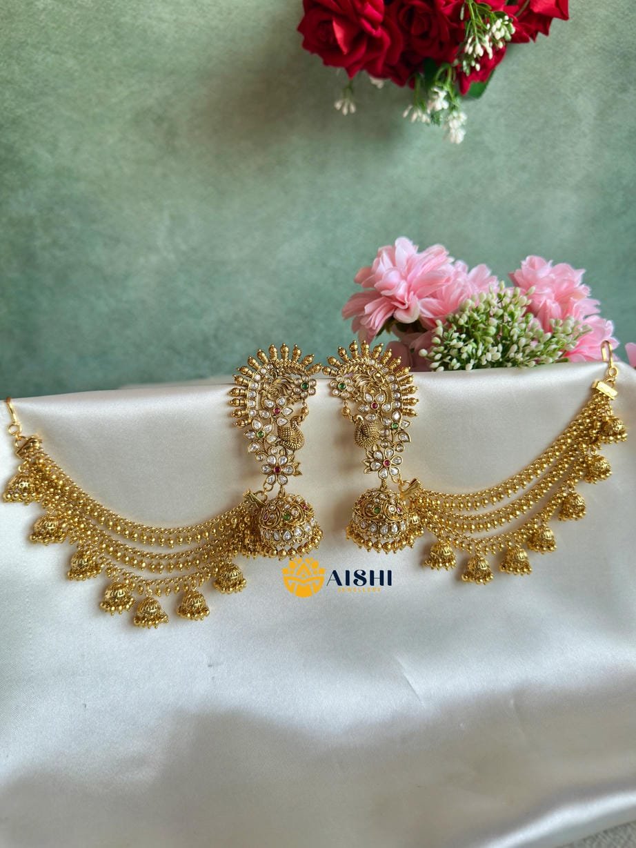 Peacock Earcuff With Earchain-BS106