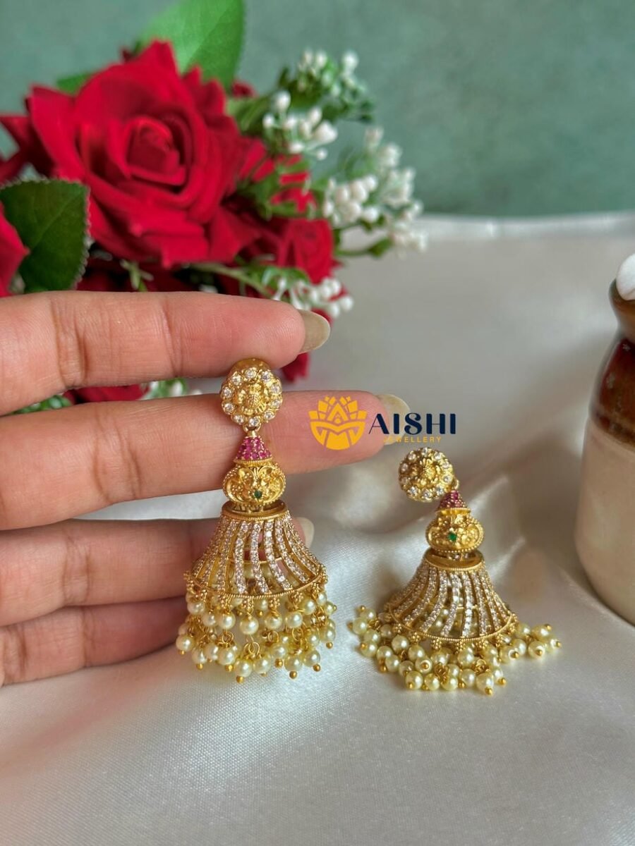 Classic Gold Finish Pearl Jhumka- E423