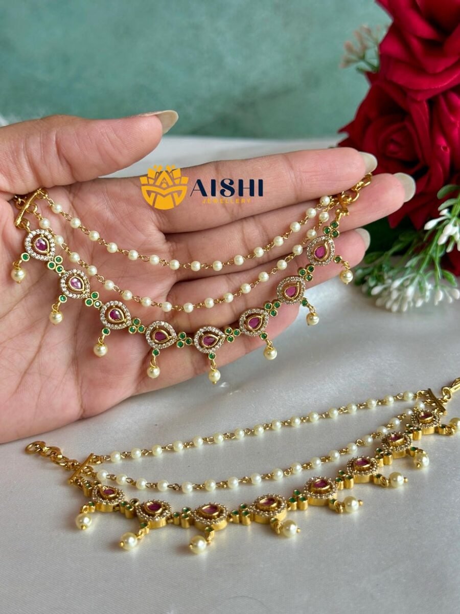 Tear Drops White beads Earchain-EC162