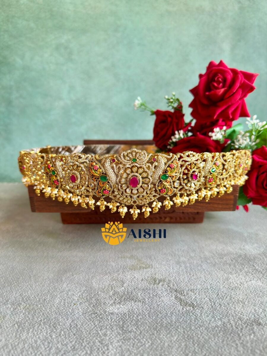 Elegant Peacock Painted AD Hipbelt-HB265