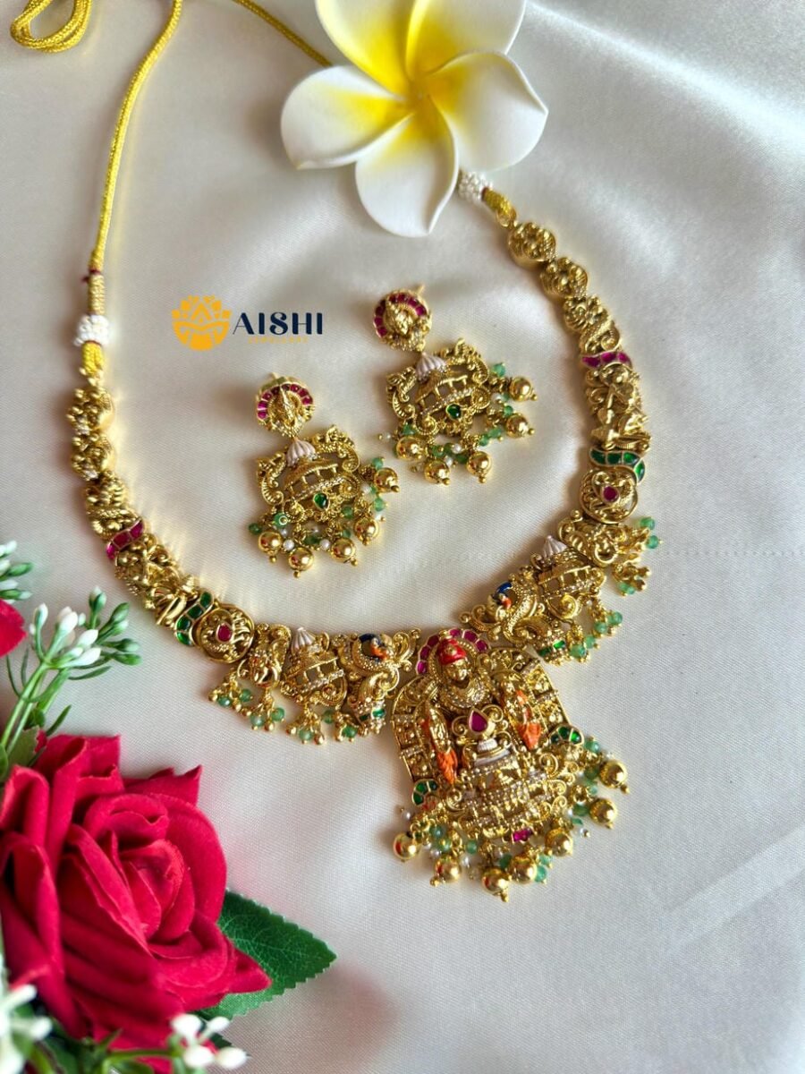 Divine Motif Painted Necklace(Mint Beads)-N815