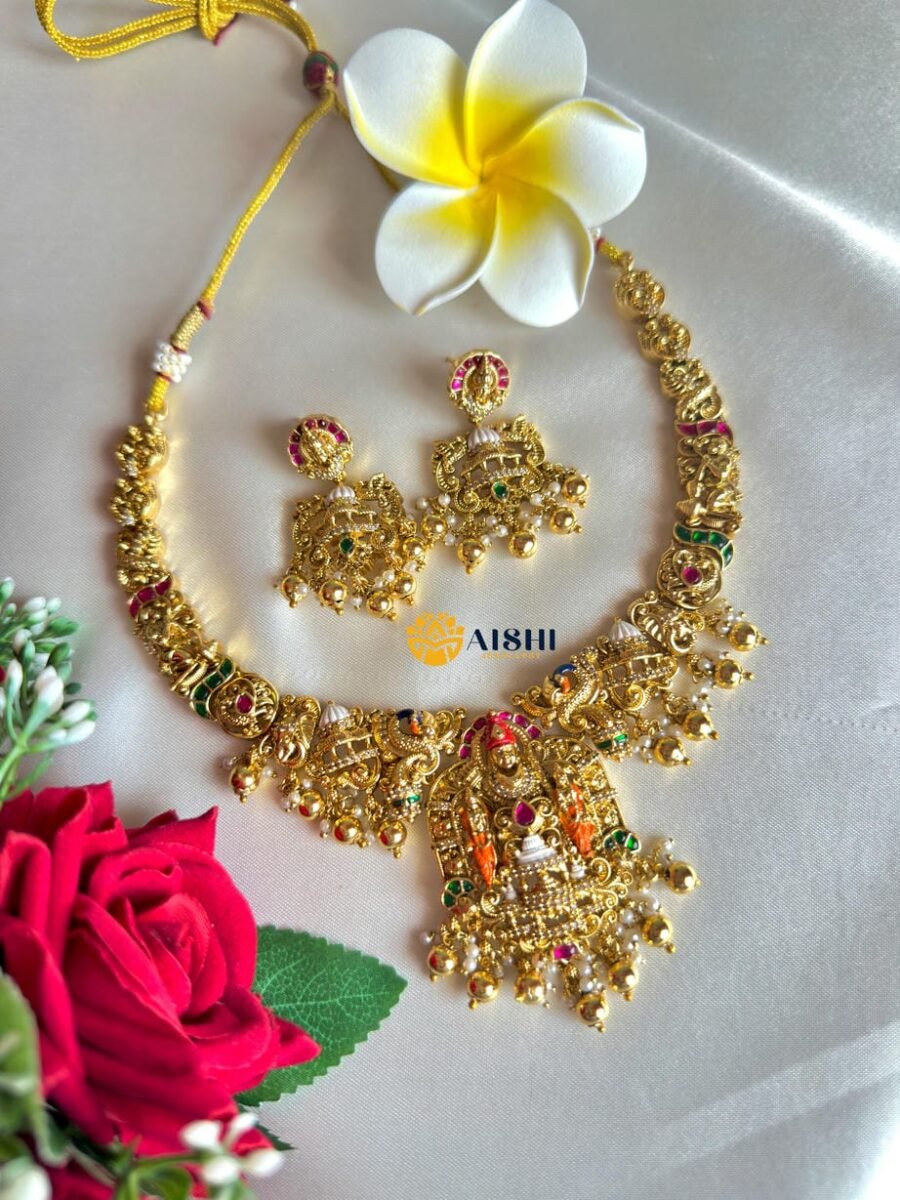Divine Motif Painted Necklace(White Beads)-N816