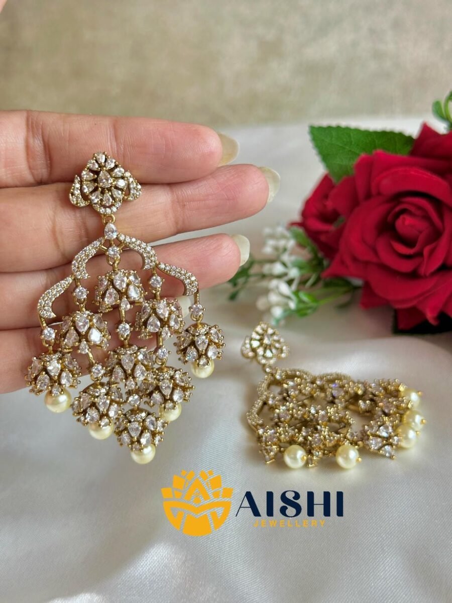 Sparkling AD Pearl Drops Earring-AE151