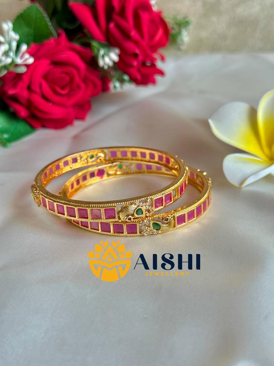 Peacock Ruby Bangle(Pair)-B212