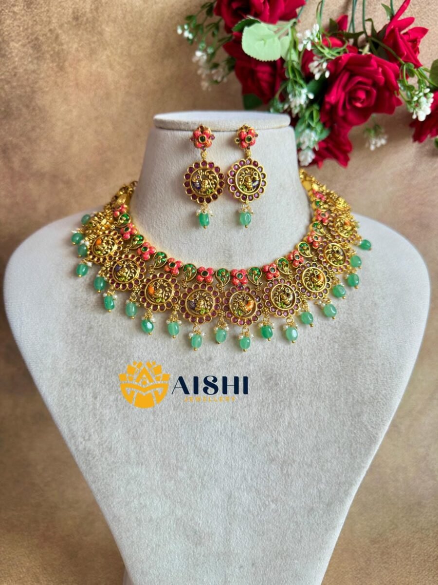 Peacock Floral Enamel Necklace-N826