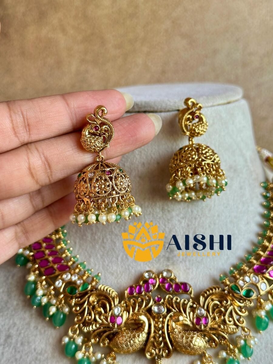 Peacock Jadu Mint Beads Necklace-N827