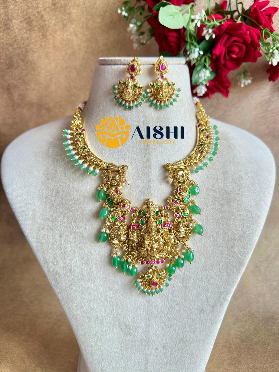 Midline Jadu Nakshi Necklace(Mint Beads)-N830