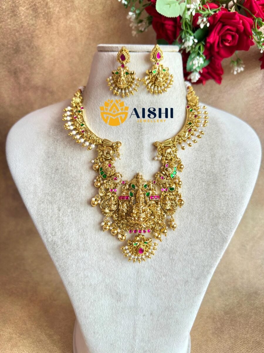 Midline Jadu Nakshi Necklace(Gold Beads)-N831
